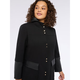 Fiorella Rubino - Cappotto con dettagli in tessuto lucido - Nero