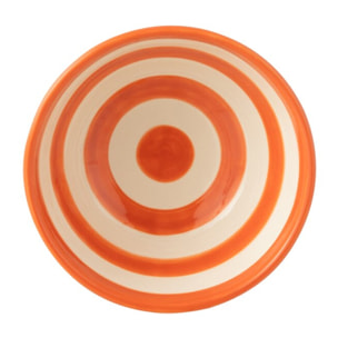 J-Line bol Granada Stripes High - céramique - blanc/orange - small - Ø 14 cm