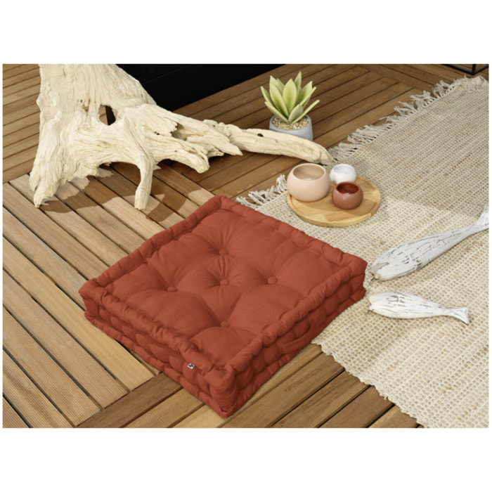 Coussin de sol 50 x 50 cm capitonné et matelassé en coton - KALA