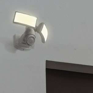 Double projecteur mural sur secteur blanc deux têtes orientables avec détecteur de mouvement ARC LED blanc froid H15,6cm