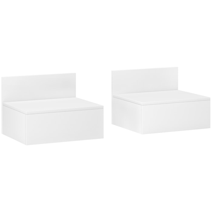 Juego de 2 Mesitas de Noche Flotantes Mesillas de Noche para Dormitorio con Cajón Mesas de Noche para Habitación Hogar 43x36,5x30,5 cm Blanco