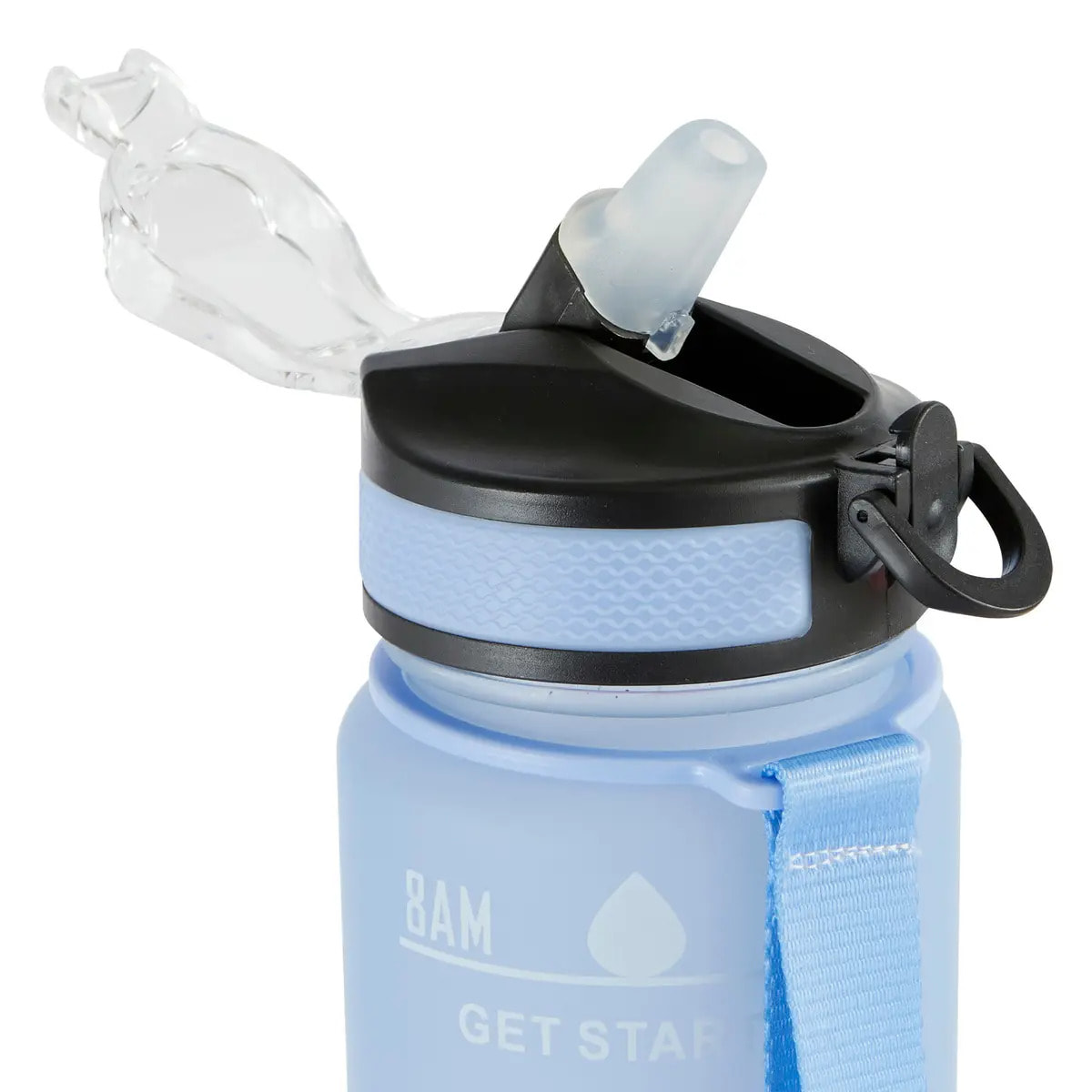 Bouteille avec paille en silicone intégrée 1L