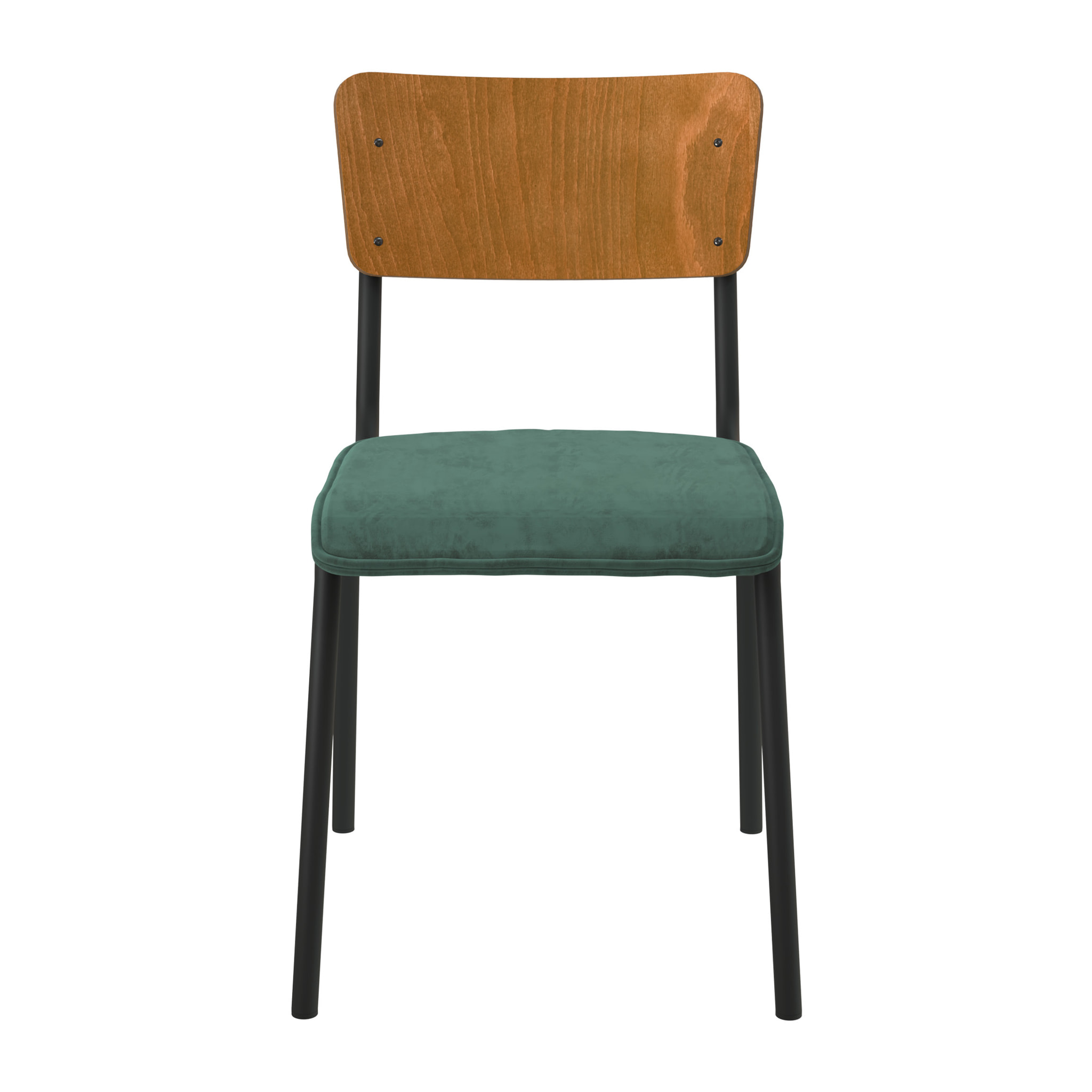 Lot de 2 chaises en bois foncé et velours vert - Nico
