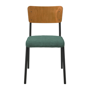 Lot de 2 chaises en bois foncé et velours vert - Nico