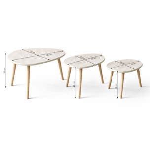 Set de 3 tables gigognes design effet travertin ELENA