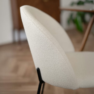 Lot de 2 chaises en tissu bouclette beige - Karl