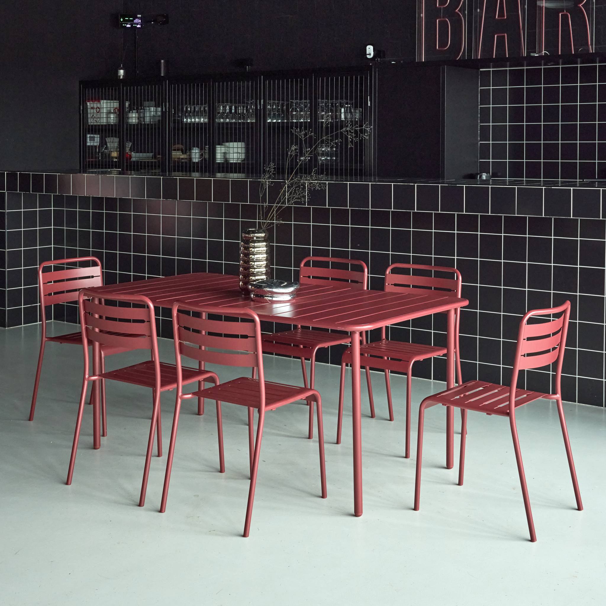 Table de jardin métal + 6 assises AMÉLIA