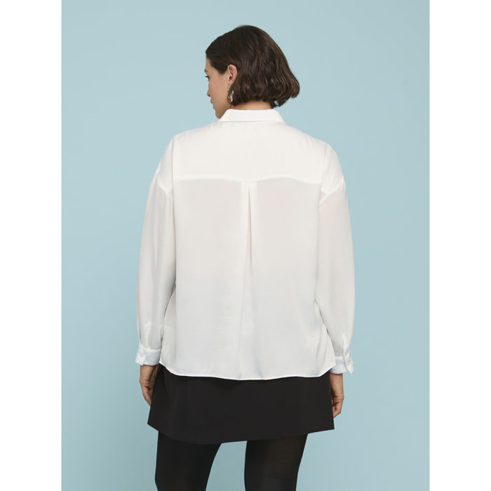 Fiorella Rubino - Camisa de satén de línea suave y cómoda - Blanco