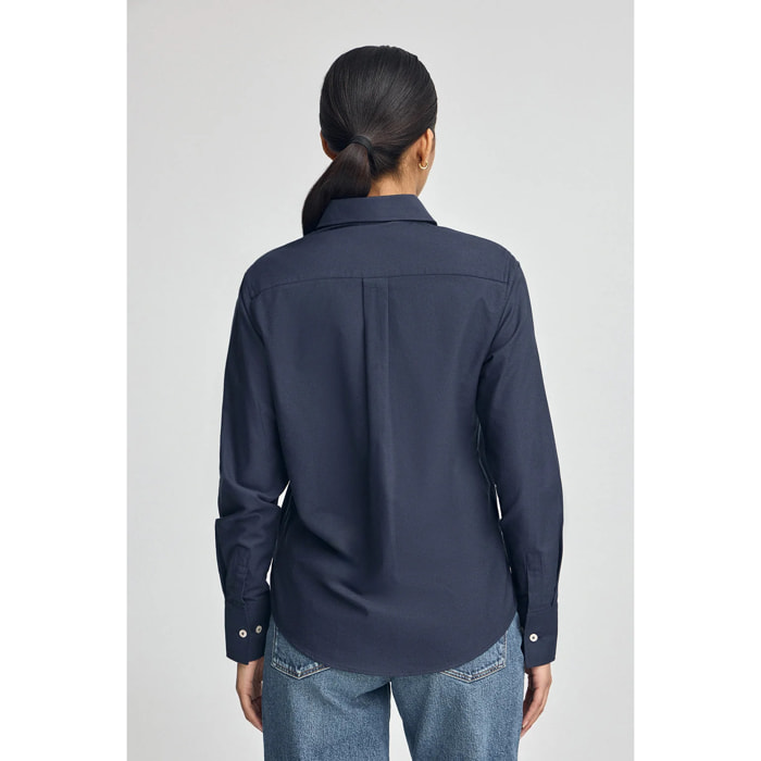Camisa azul marino de corte recto con logo Rigby Go