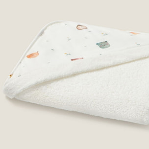 Toalla de baño con capucha caritas Carita color blanco Algodón