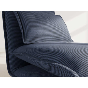 Candice - Banquette 1 place convertible clic-clac en velours côtelé - Bleu nuit