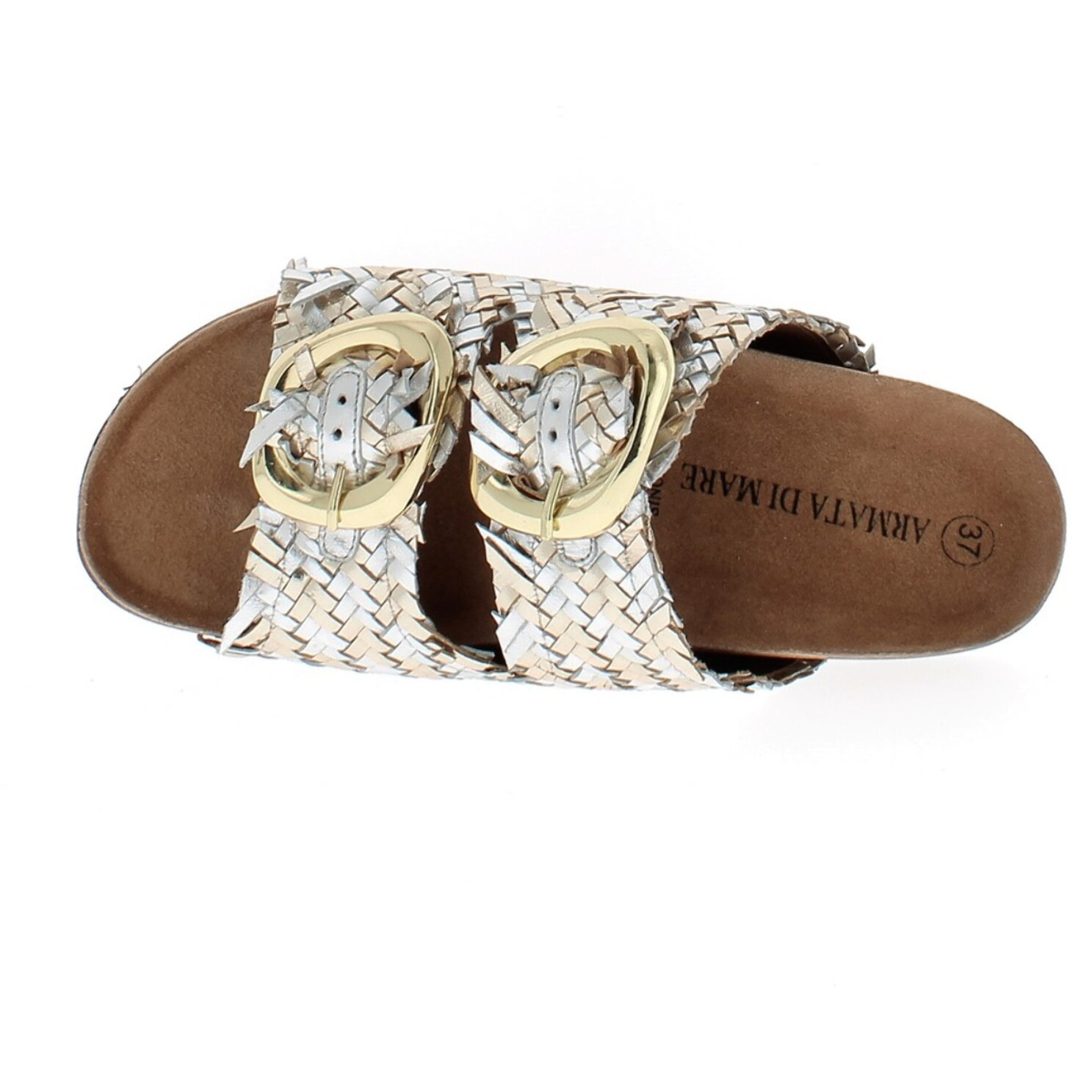Armata di Mare Scarpe Donna Ciabatte in Pelle con Doppia Fibbia AMD 1V3760 Platinum Silver