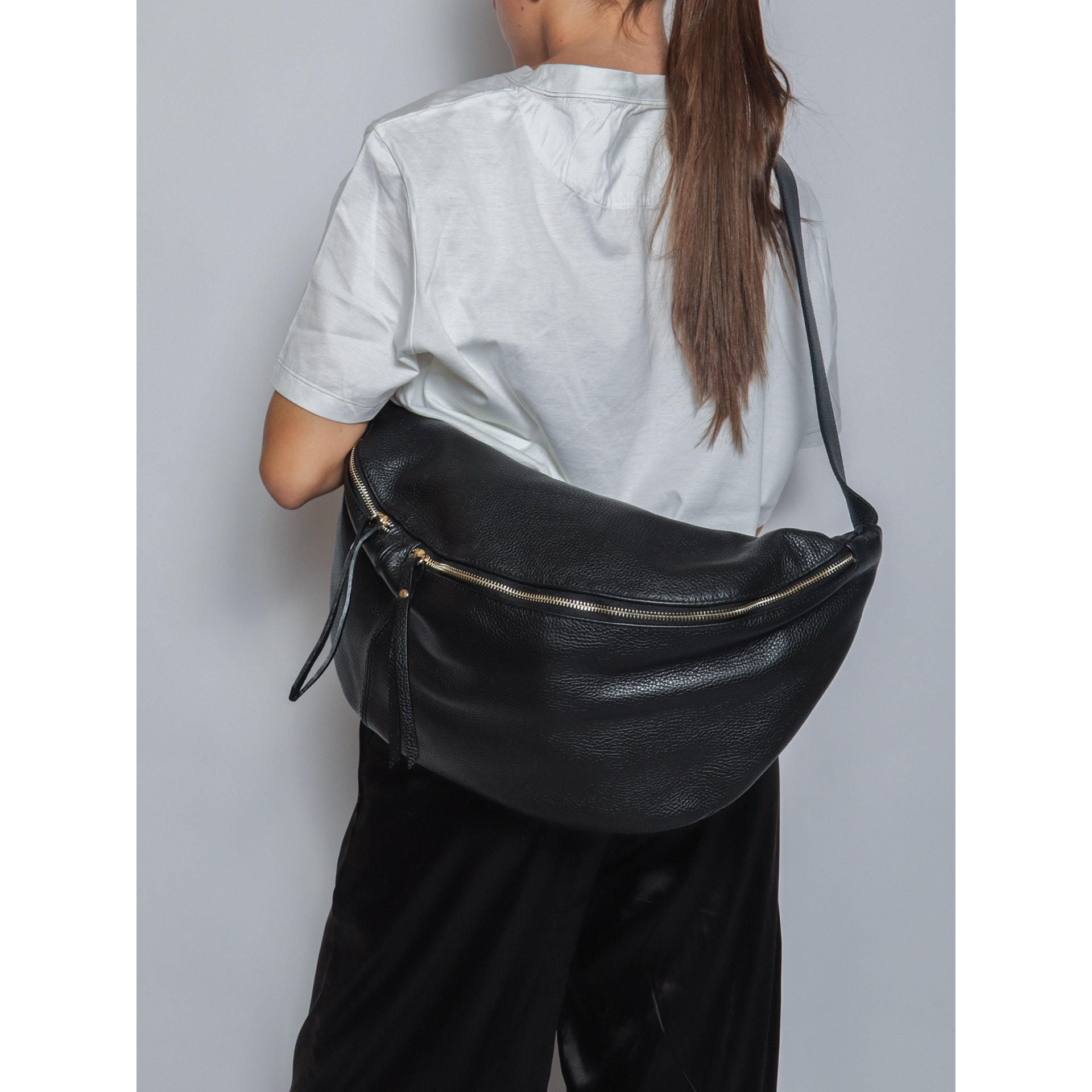 Borsa a tracolla da donna Made in Italy - Modello Caelia Plus - 100% pelle - 47.0 x 28.0 x 2.0 cm