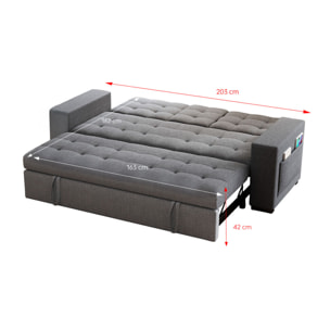 Canapé convertible gris foncé avec rangements TILIA