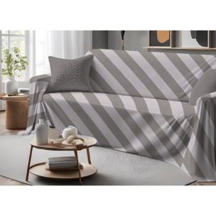 Telo Arredo Copritutto Grand Foulard Copridivano Copriletto 100% Cotone Disegno Elite Beige