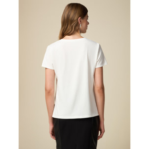 Oltre - Dual-material T-shirt - Blanco