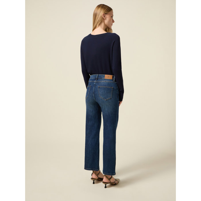 Oltre - Jeans regular con bottoni decorativi - Blu