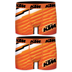 Pack 2 Boxers KTM - microfibra (92% poliéster - 8% elastano) - con los colores característicos de la marca KTM