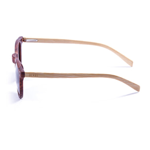 Gafas de sol OCEAN LIZARD WOOD - De brazo de bambú con montura marrón mate / Revo azul
