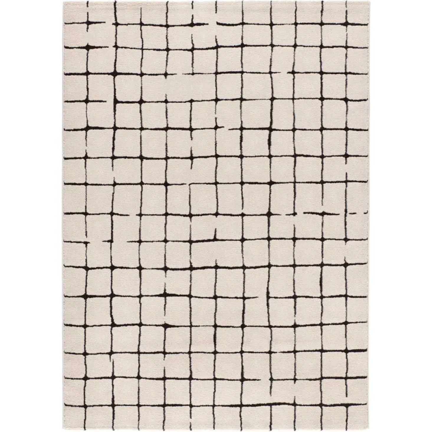 RETRO Alfombra pelo corto con diseño geométrico en blanco y negro, varias medidas disponibles.