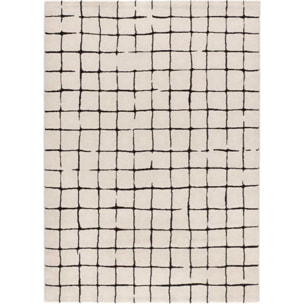 RETRO Alfombra pelo corto con diseño geométrico en blanco y negro, varias medidas disponibles.