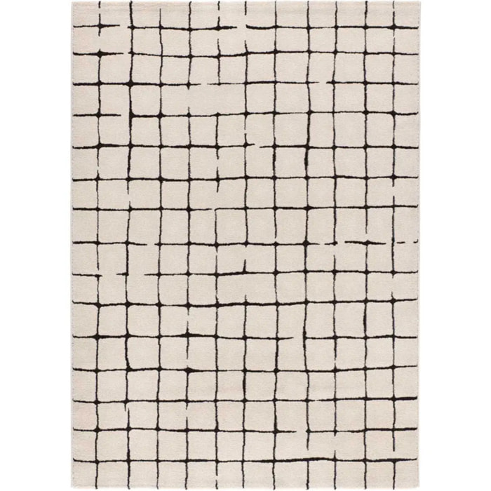 RETRO Alfombra pelo corto con diseño geométrico en blanco y negro, varias medidas disponibles.