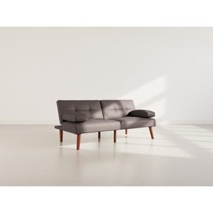 Philae - Canapé convertible clic-clac 2 places - en simili - Marron