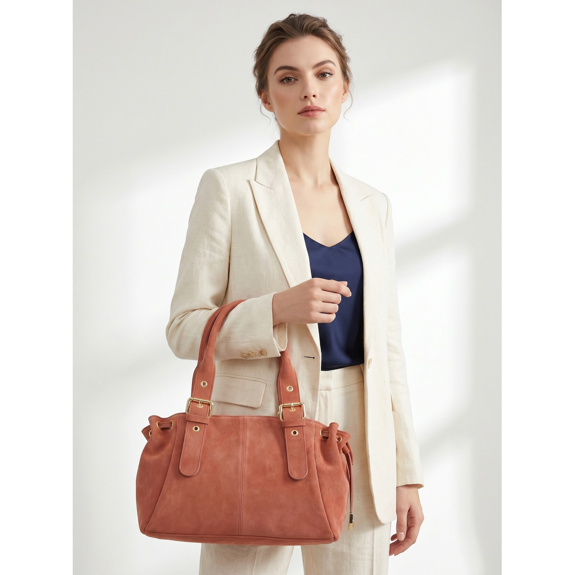 Borsa a mano da donna Made in Italy - Modello Lumena Lux - 100% pelle - 20.0 x 21.0 x 33.0 cm