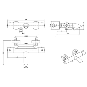 Mitigeur thermostatique bain/douche, chrome (SIKOBST222)
