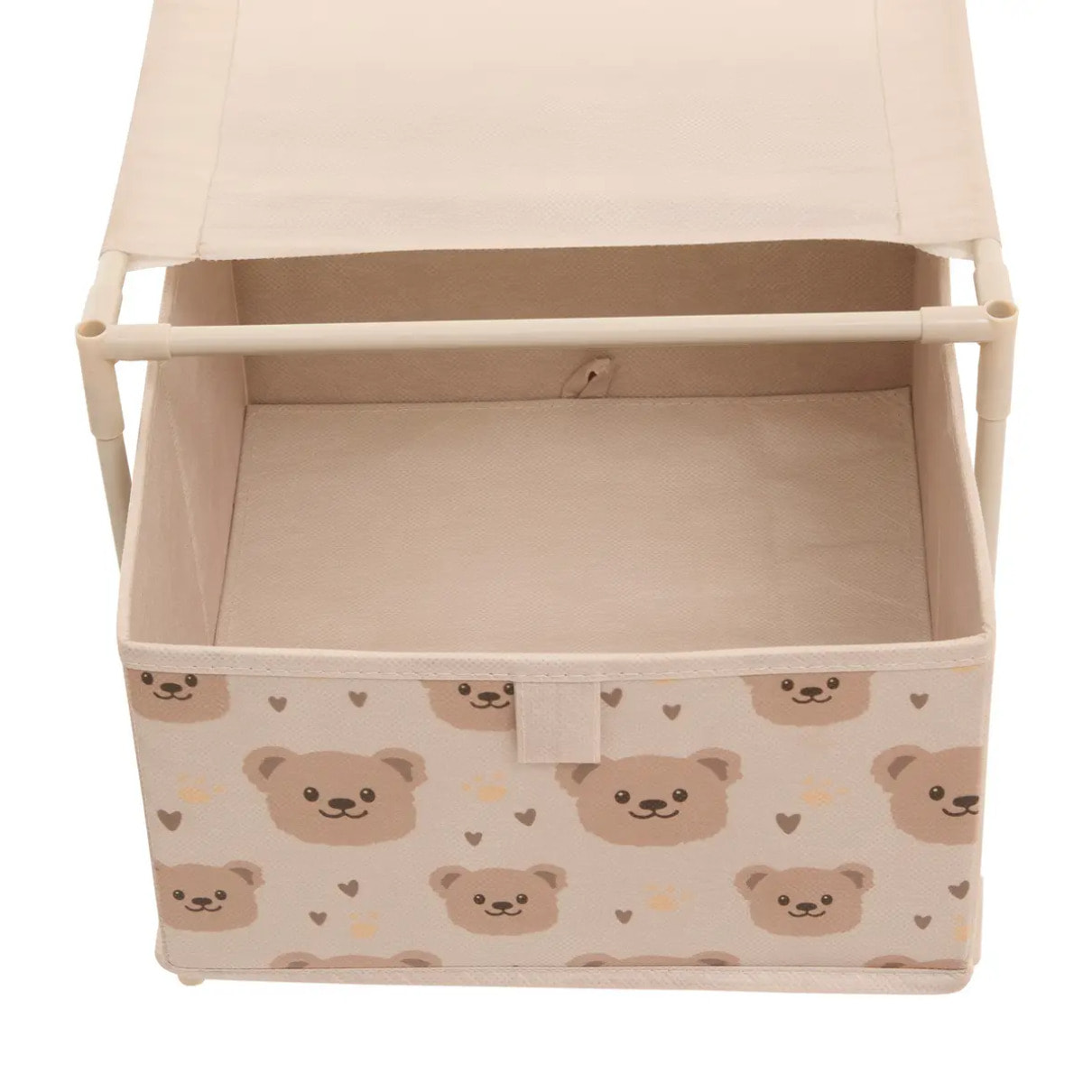Table de Chevet Enfant Tissa 1 Tirroir Beige Imprimé Ourson 30,5x30,5x31 cm
