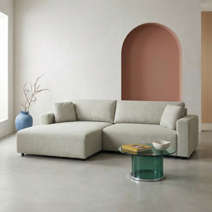 Canapé d'angle gauche convertible 3 places tissu avec coffre WIDE
