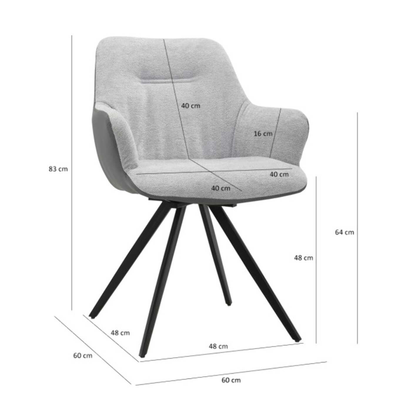 Fauteuil rotatif 180 en tissu soft avec accoudoirs - ODILE