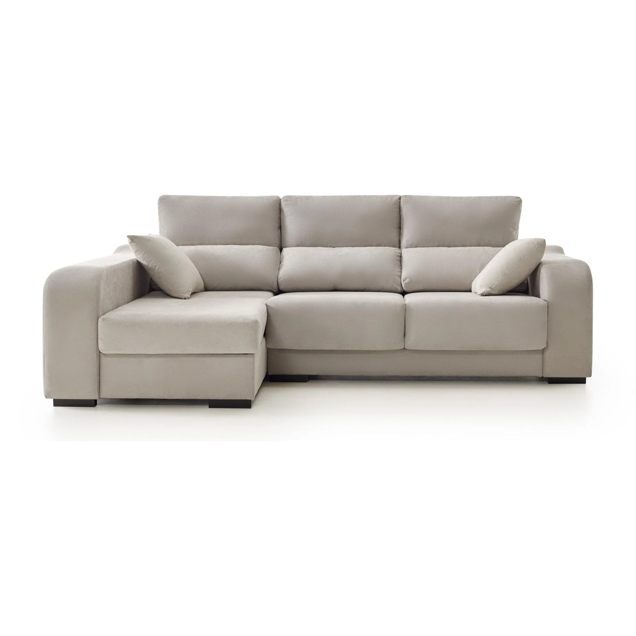 Sofá Chaiselongue Zafiro 3 Plazas Tela Antimanchas Izquierda Color Beige