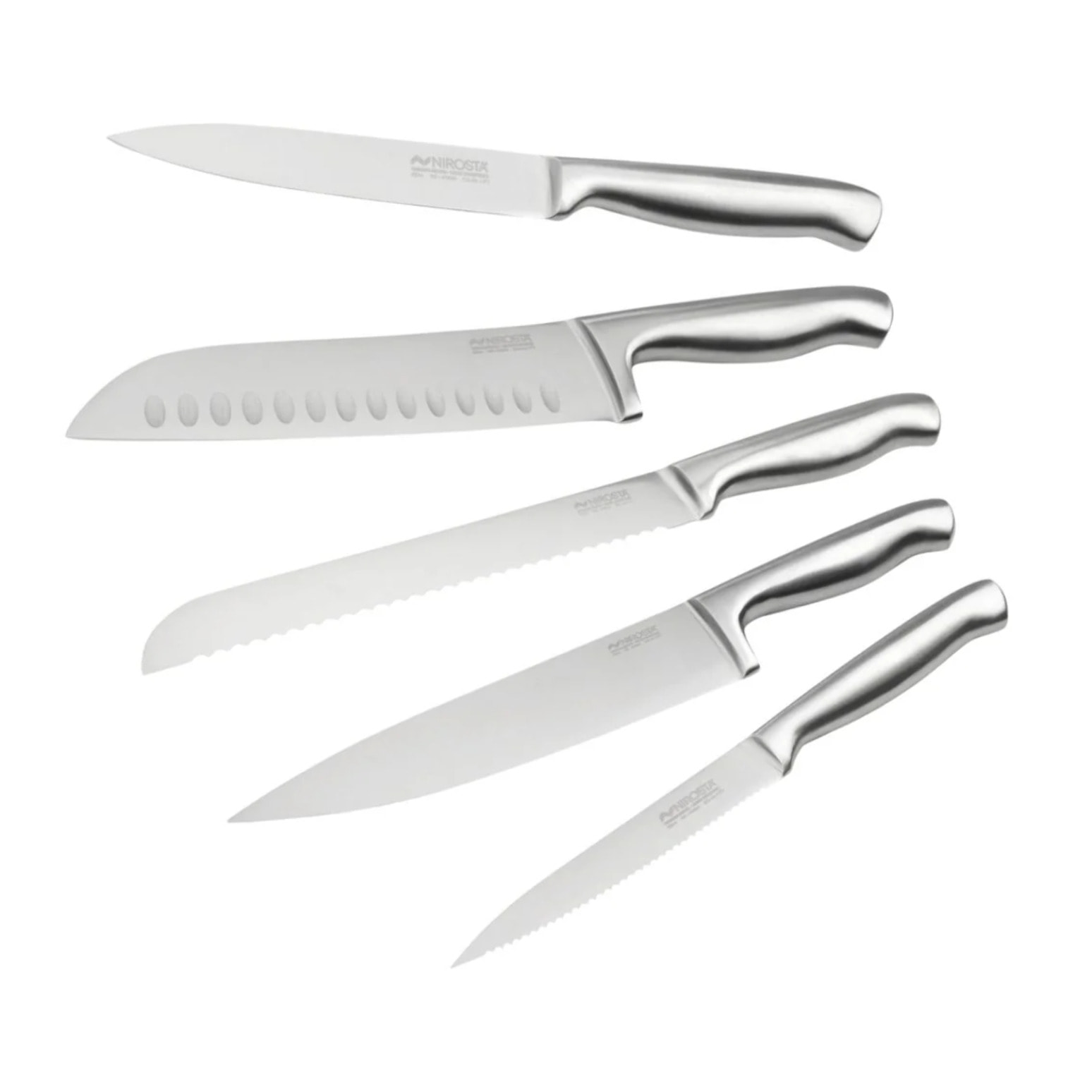 Ensemble de 5 couteaux de cuisine professionnels en inox de 24 à 33,5 cm Nirosta Star