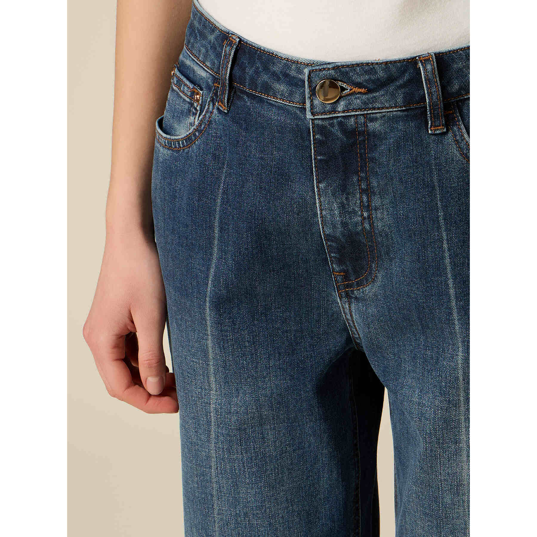 Oltre - Jeans cropped boyfit - Blu