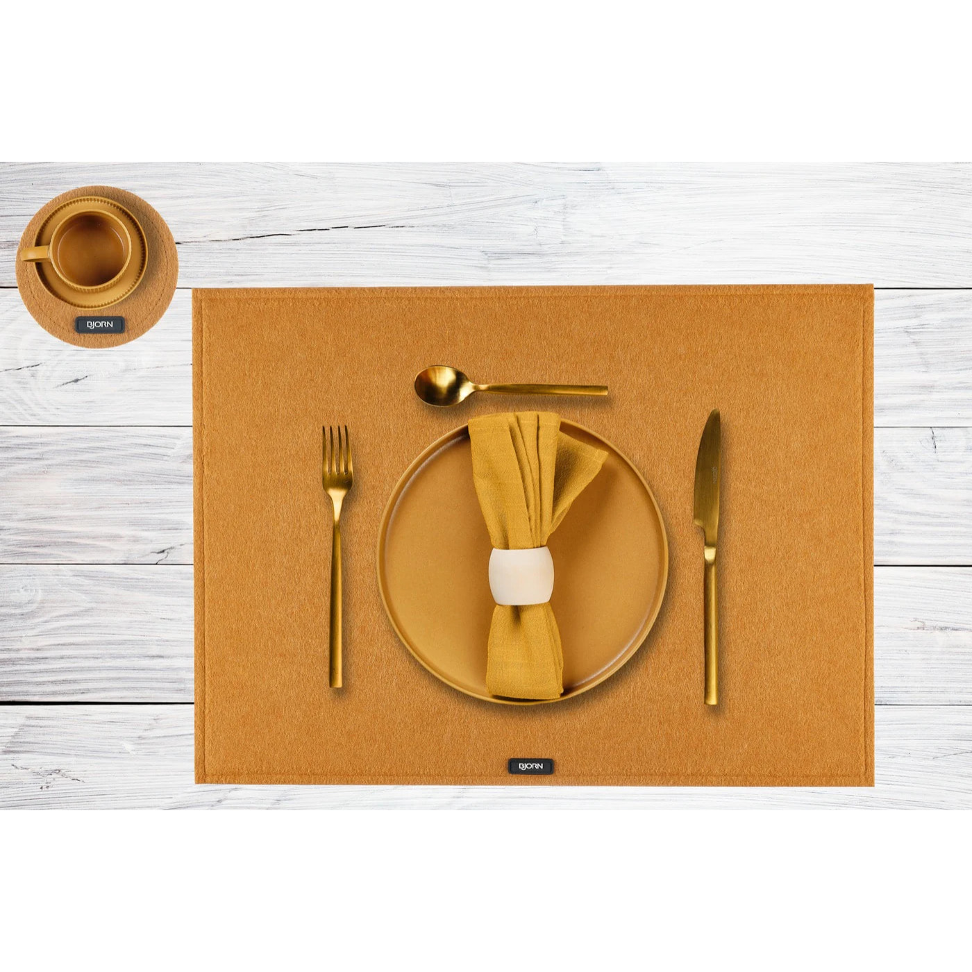 Set de table rectangulaire - 6 pièces - Feutre recyclé marron
