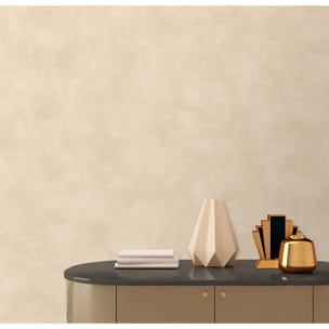 Papier peint uni effet toile lin beige sable