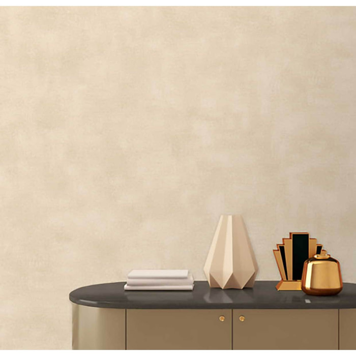 Papier peint uni effet toile lin beige sable