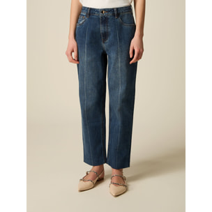 Oltre - Jeans cropped boyfit - Blu