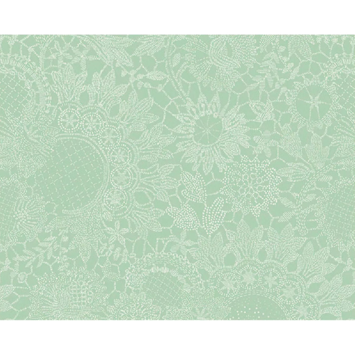 Set pur coton motif jacquard vert Mille guipures jade
