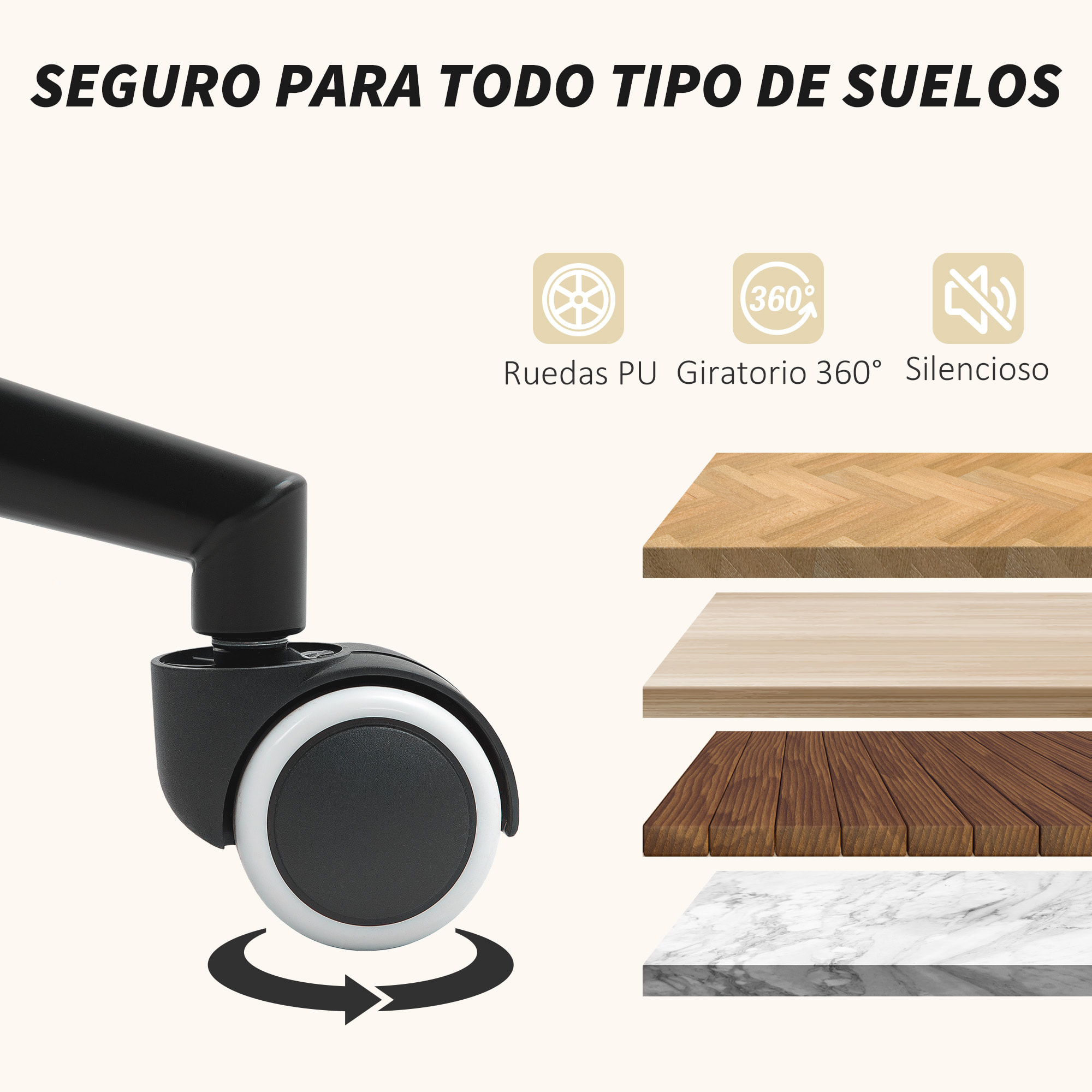 Silla de Oficina Silla de Escritorio con Reposabrazos de Madera y Altura Ajustable Silla Giratoria para Estudio Dormitorio Carga 120 kg Gris