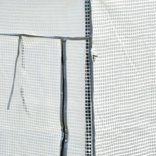 Serre de jardin serre à tomates porte zippée déroulante - 1x0,5x1,5m - acier PVC blanc transparent