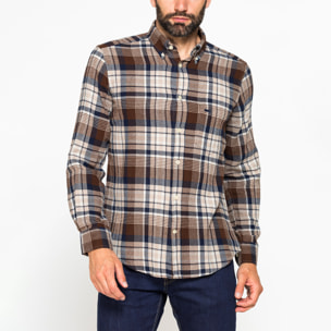 CAMICIA FANTASIA TINTO FILO IN FLANELLA LEGGERA