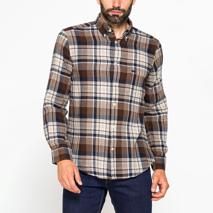 CAMICIA FANTASIA TINTO FILO IN FLANELLA LEGGERA