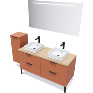 Meuble salle de bain 2 vasques posées 4 tiroirs - SOHO