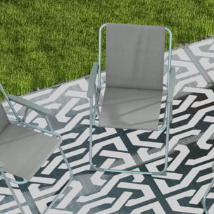 Juego de 4 Sillas de Camping Plegables Sillas Plegables de Jardín Exterior Acolchadas en Tela Oxford con Marco de Acero y Reposabrazos Carga 120 kg para Terraza Playa 53x54x76 cm Gris