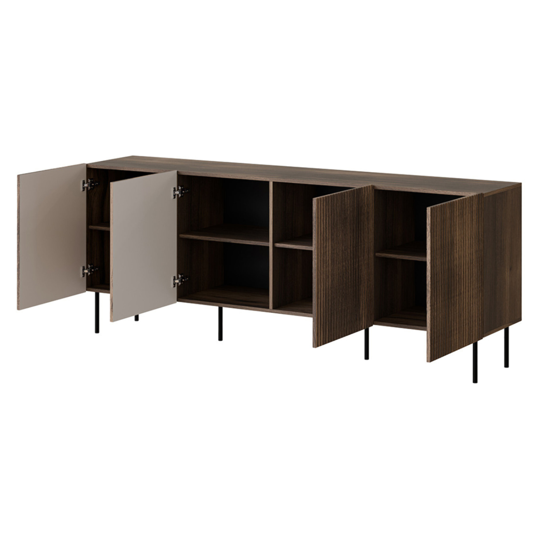 Franco - buffet bas - effet bois - 4 portes - 200 cm - Bois