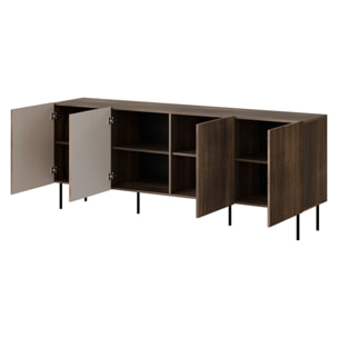 Franco - buffet bas - effet bois - 4 portes - 200 cm - Bois