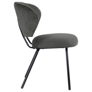 Lot de 2 chaises en velours côtelé gris foncé NILSA