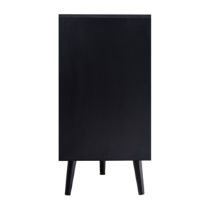 Goto - buffet bas - noir et cannage - 3 portes - 140 cm - Noir
